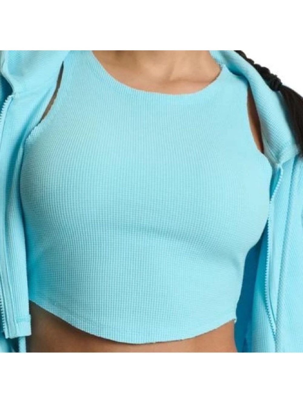naked wardrobe Light Blue Ribbed Cropped Tank